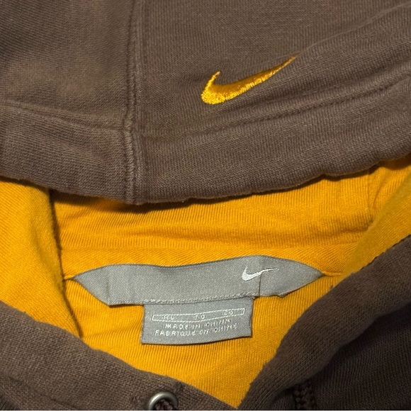 Vintage Y2K Nike Mocha Brown Big Center Swoosh Pullover Hoodie Mens Size XL - Picture 4 of 7